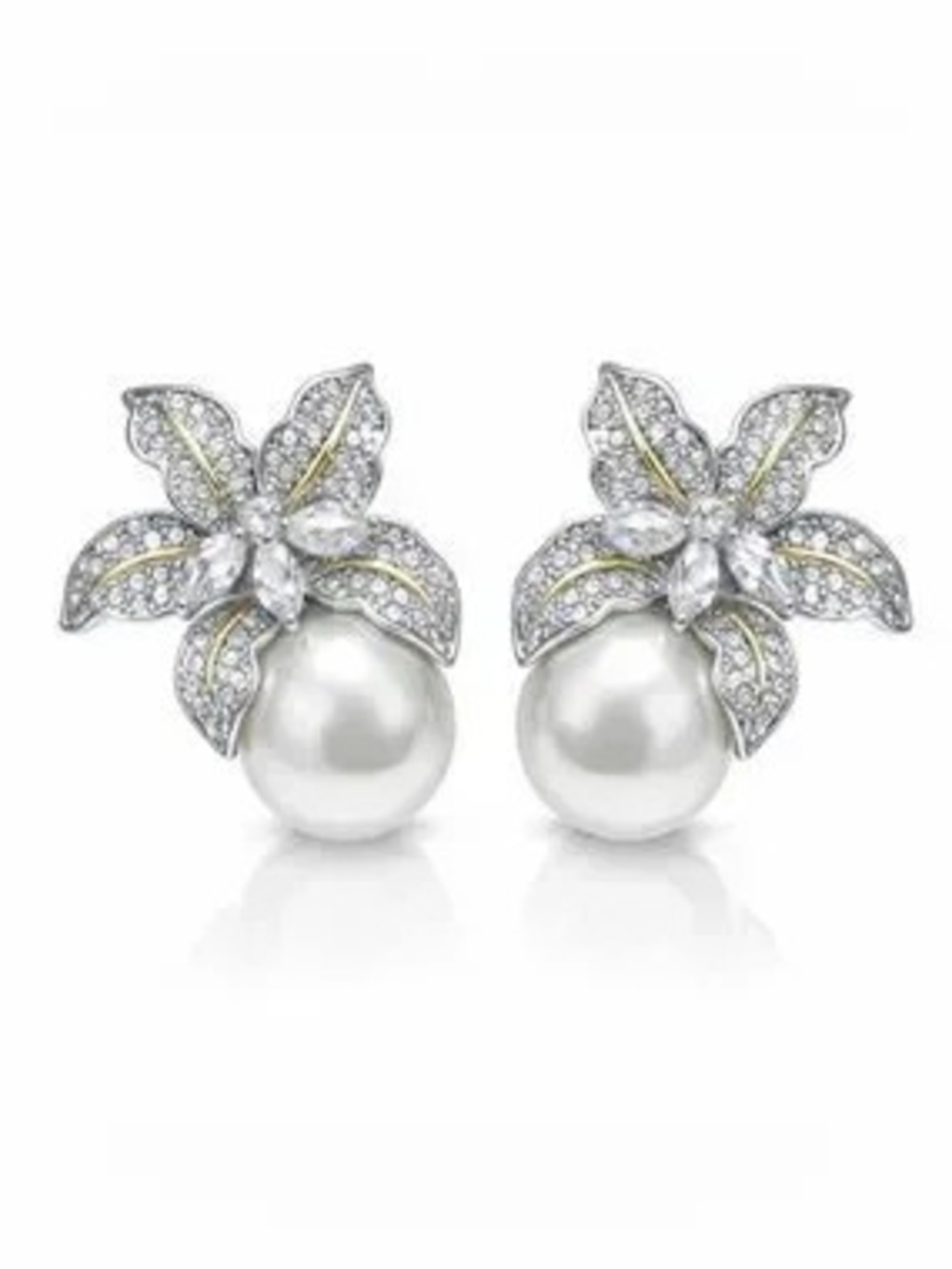 Pearl & Crystal Flower Earrings